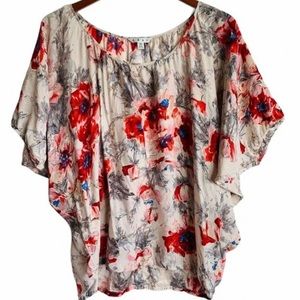 CAbi | Watercolor Floral Silk Dolman Top